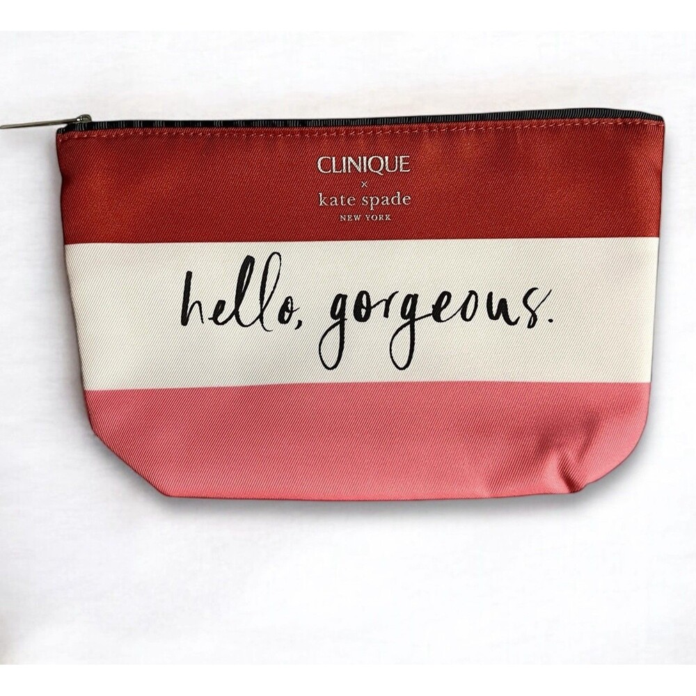 Clinique x Kate Spade Travel Cosmetic Bag ‘Hello, Gorgeous’ Red/Pink/White New
